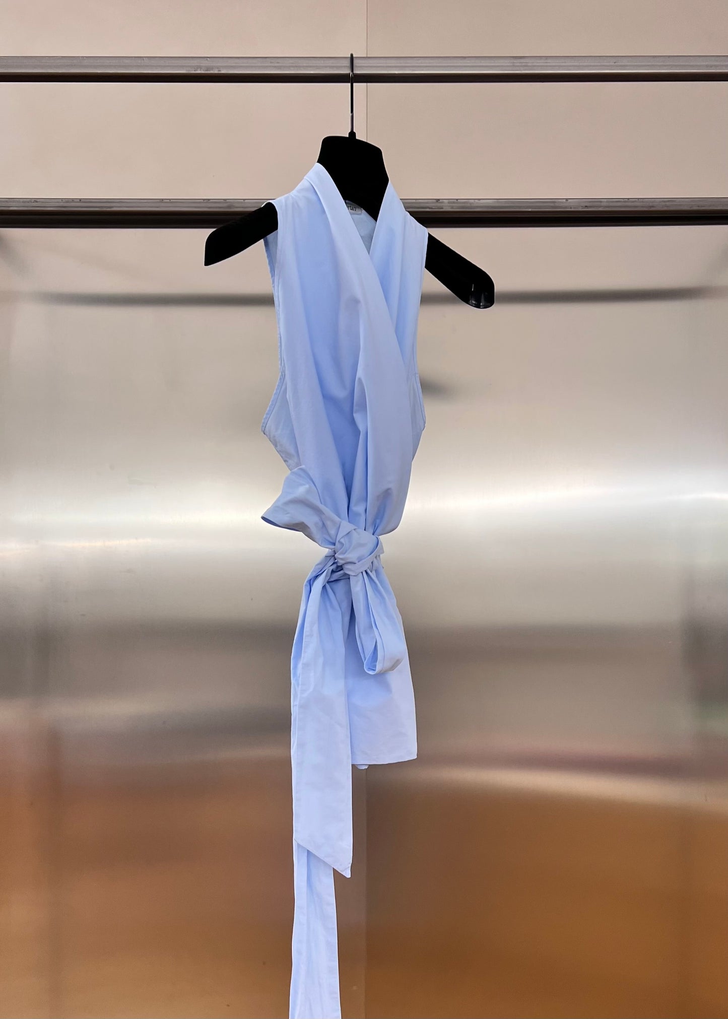 TOP COTONE AZZURRO INCROCIATO