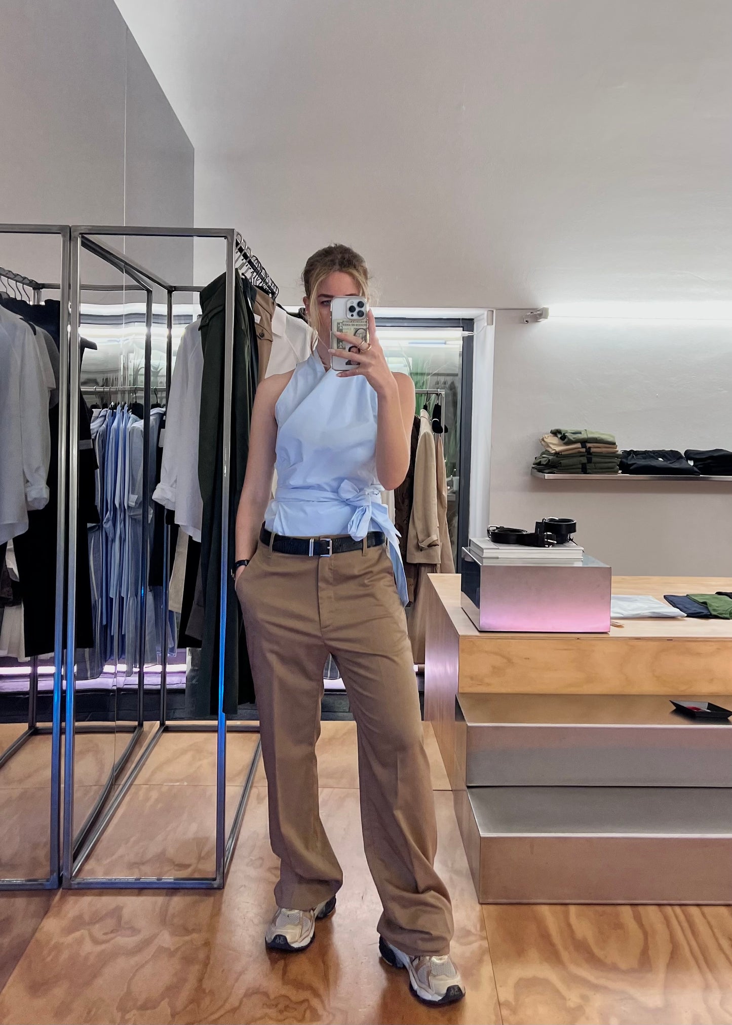 TOP COTONE AZZURRO INCROCIATO