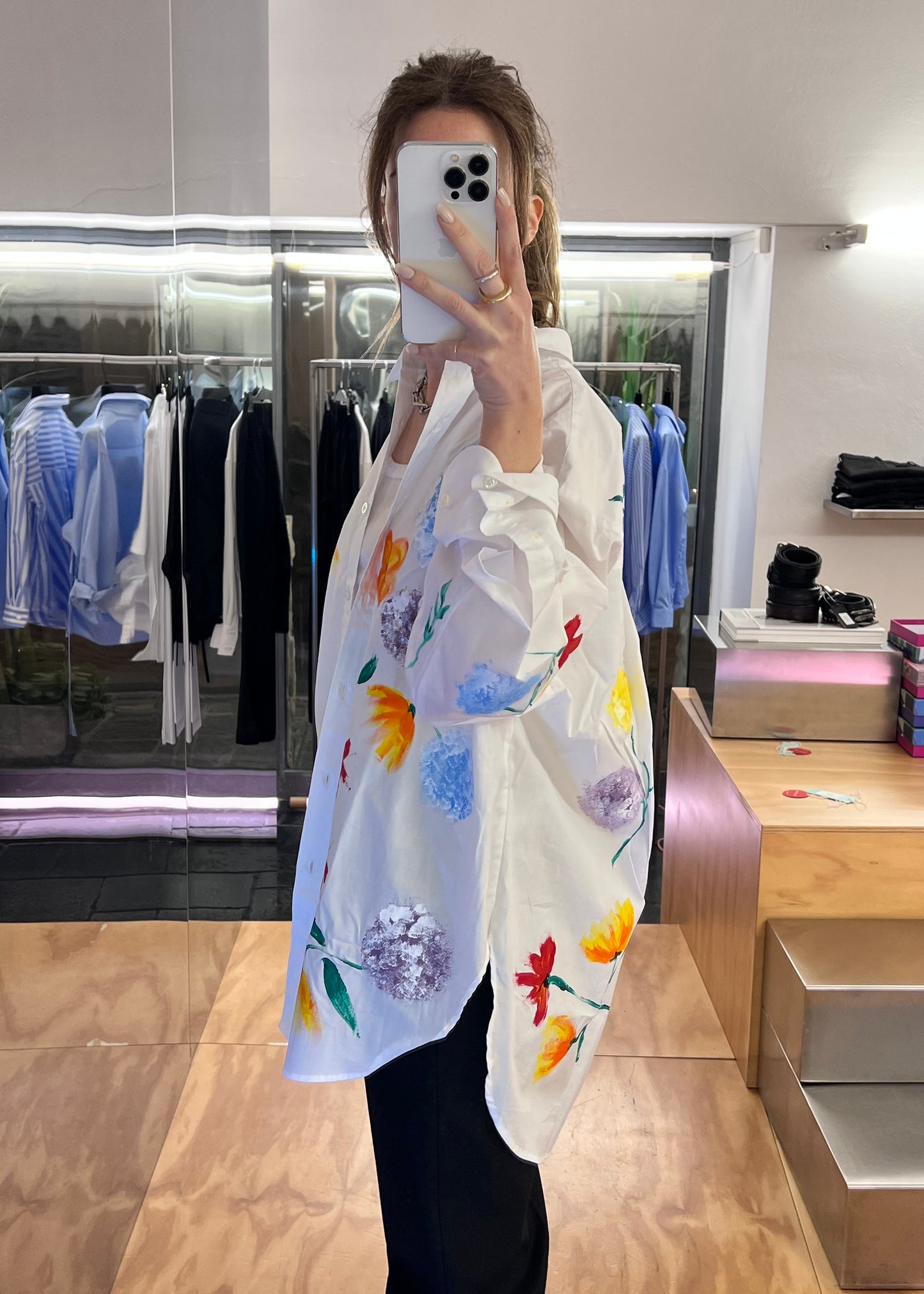 HAND PAINTED CAMICIA FIORI
