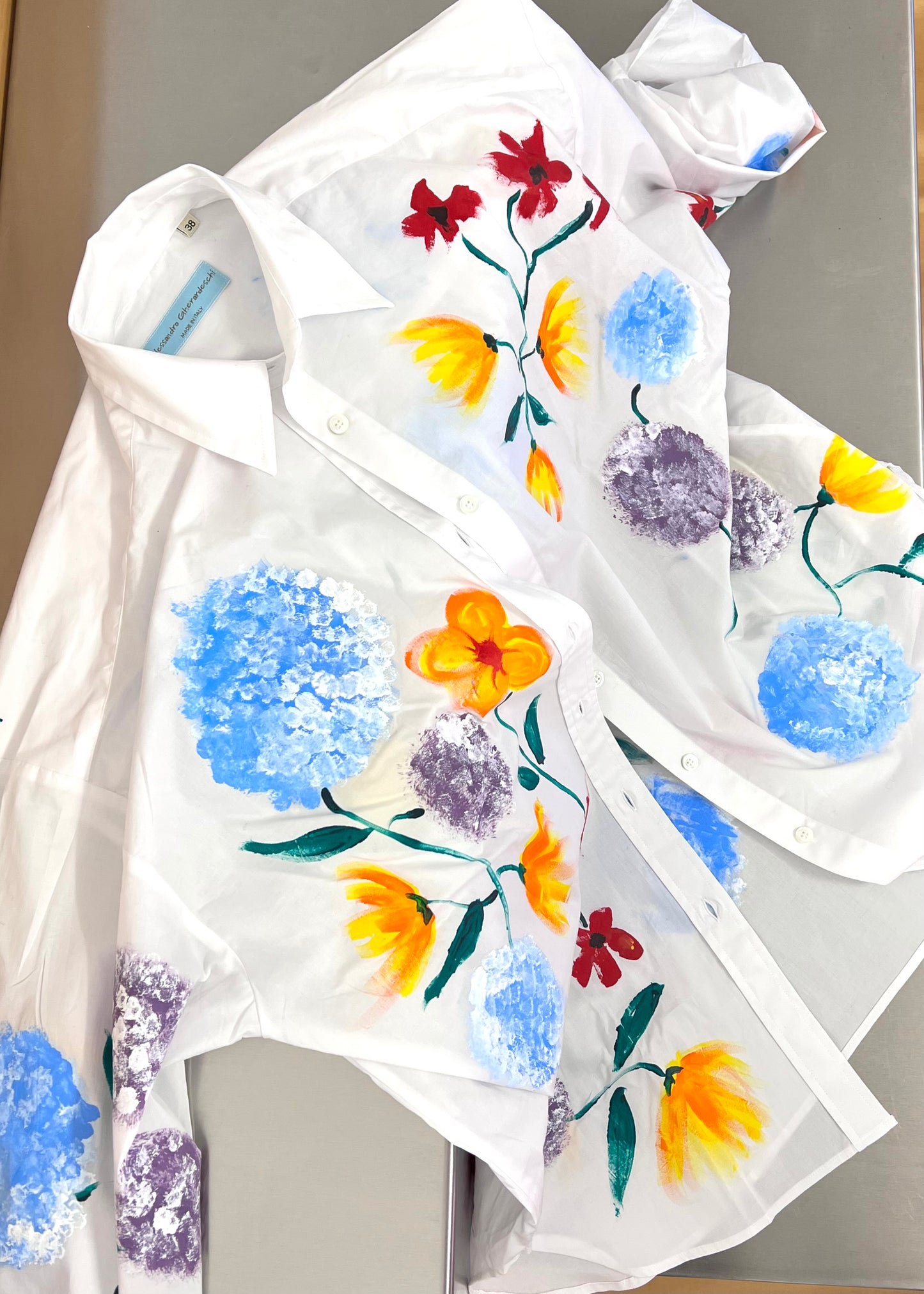HAND PAINTED CAMICIA FIORI