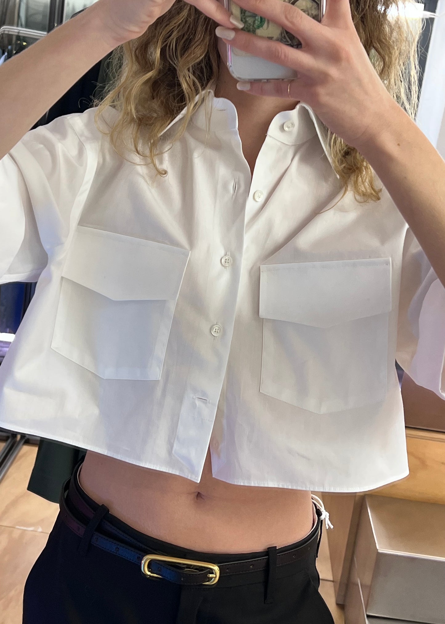 CAMICIA CROP SAFARI BIANCA